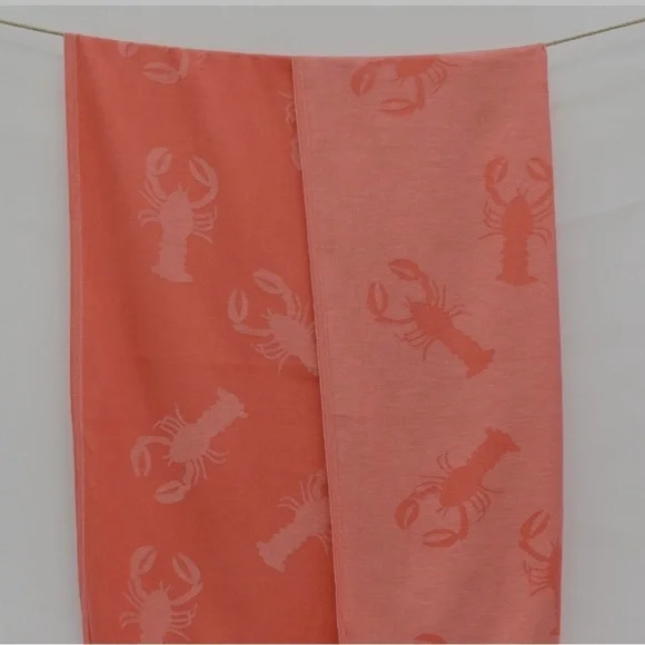 Lobster Louie SET Organic Cotton Blanket Towel 2 Sided + Nap Pillow Cover 🦞 Red - Picture 6 of 14